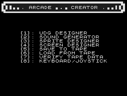 Arcade Creator - main menu
